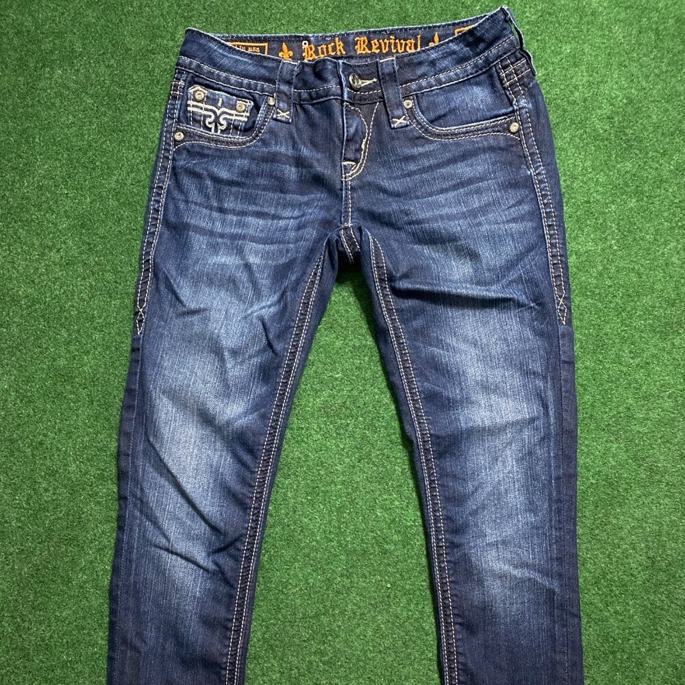 Rock Revival Women’s SORA Jeans US 25 Dark-Wash Skinny Capri